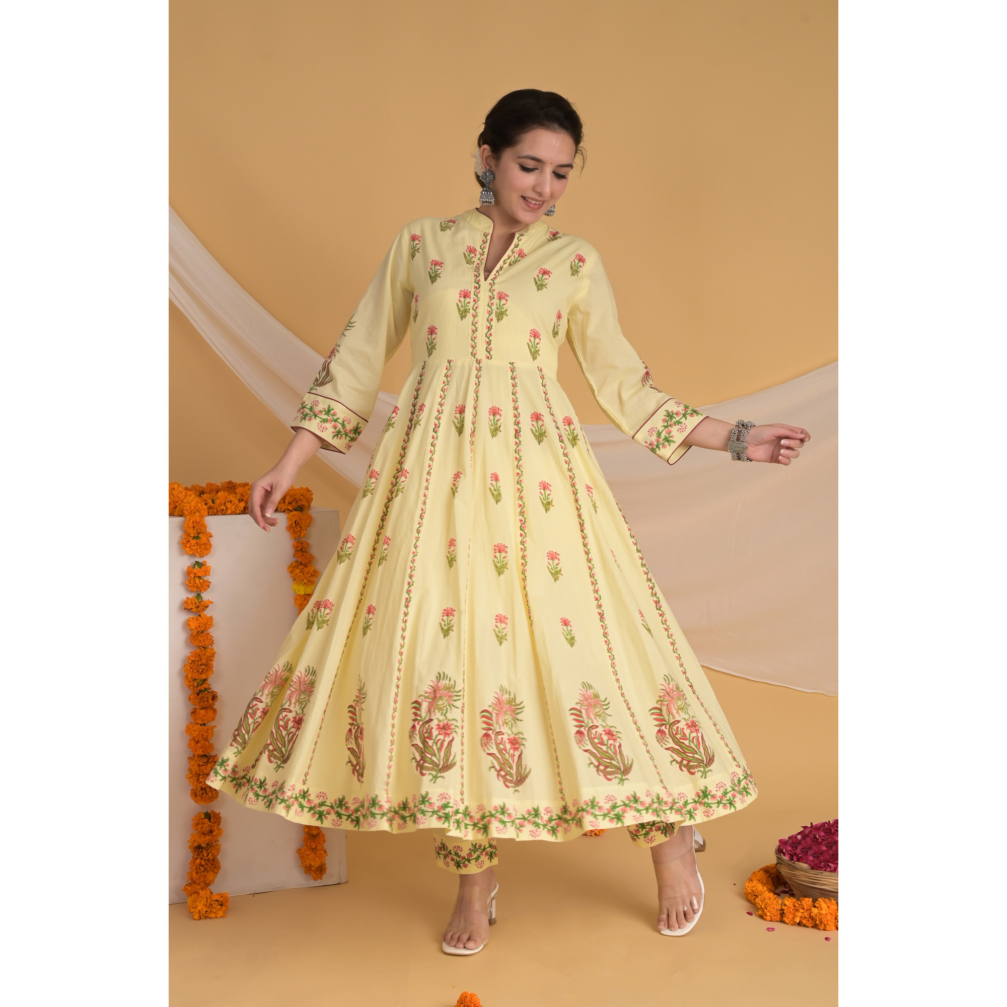 Floral Sunshine - Indian Traditional Kurta Set