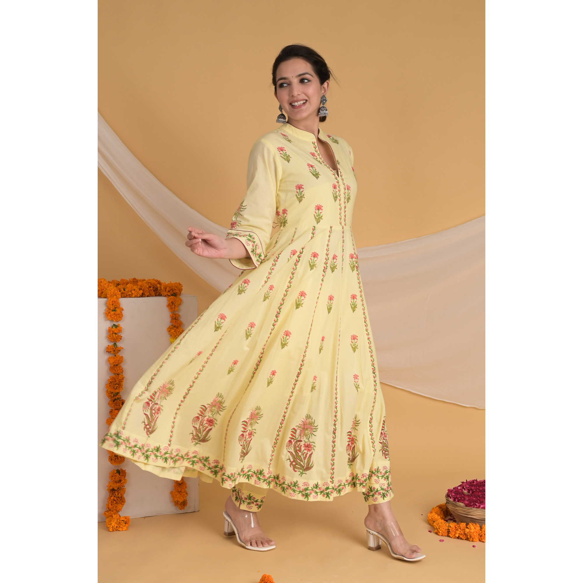 Floral Sunshine - Indian Traditional Kurta Set