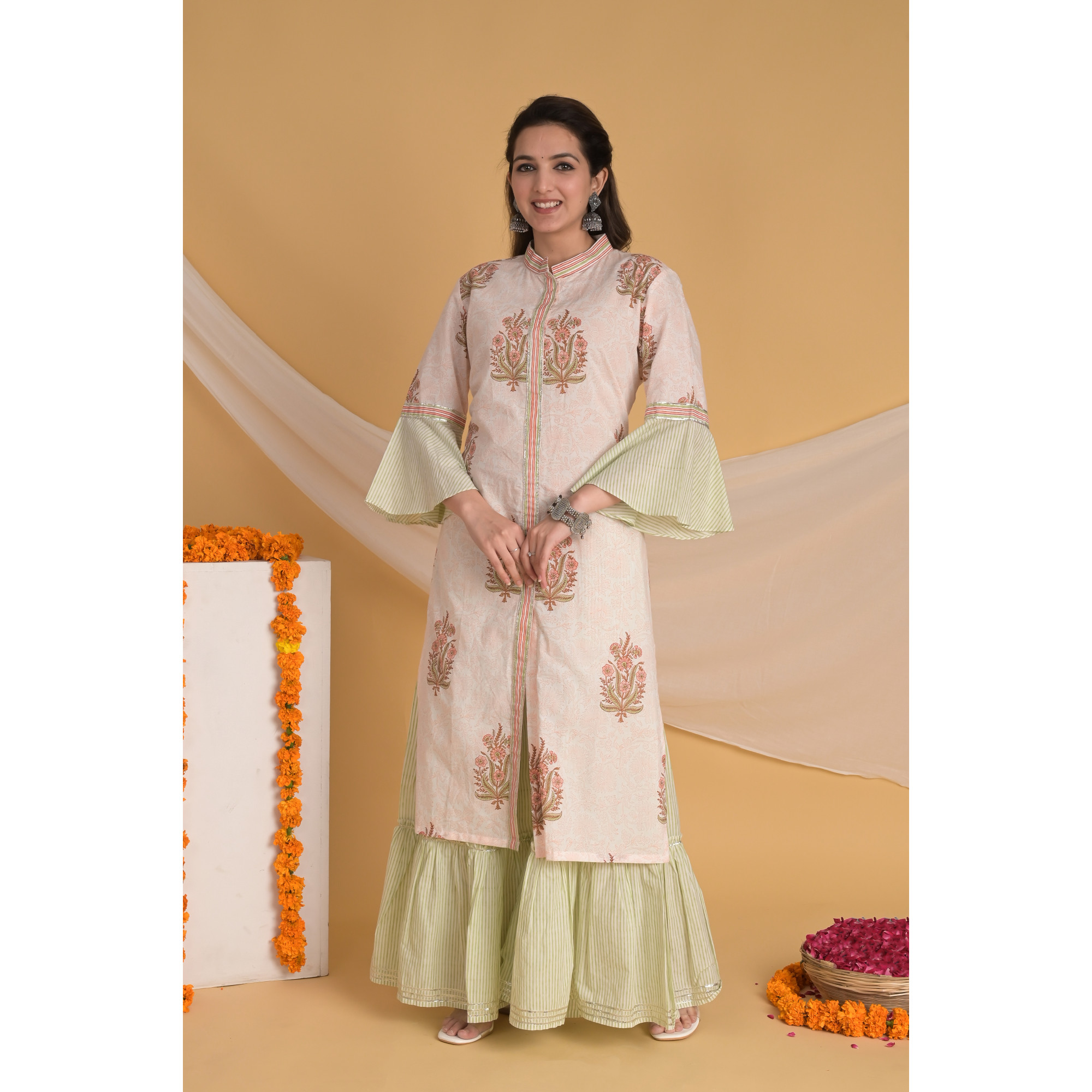 Peach Elegance - Indian Traditional Kurta Set