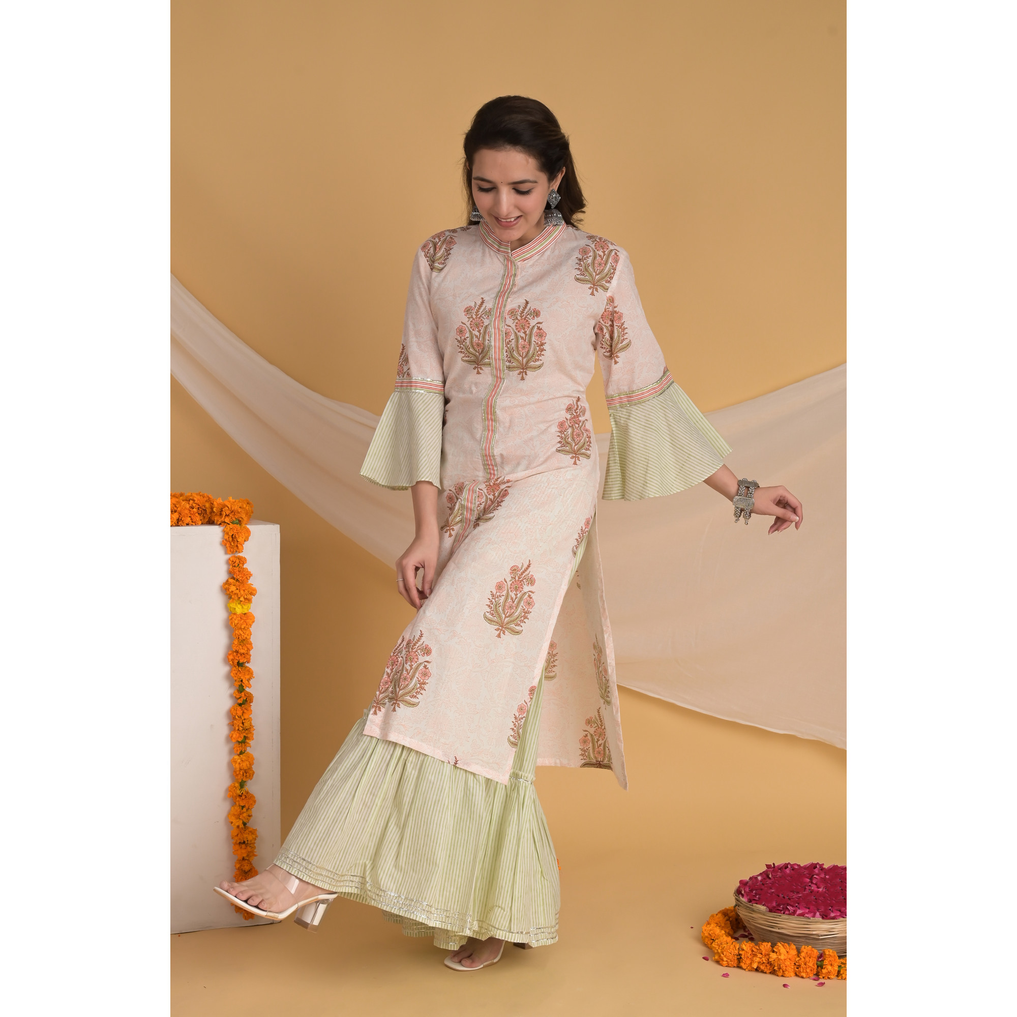 Peach Elegance - Indian Traditional Kurta Set