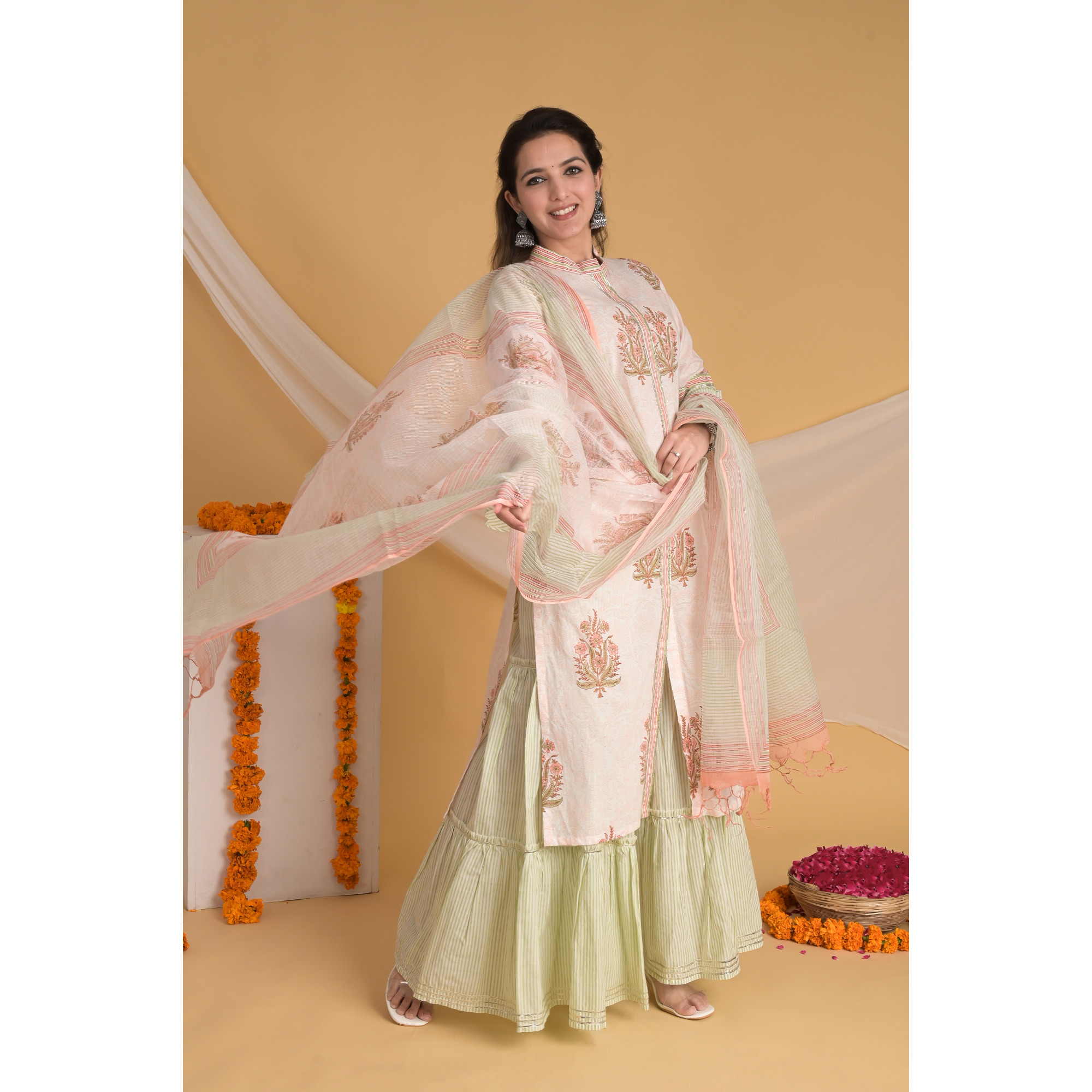 Peach Elegance - Indian Traditional Kurta Set