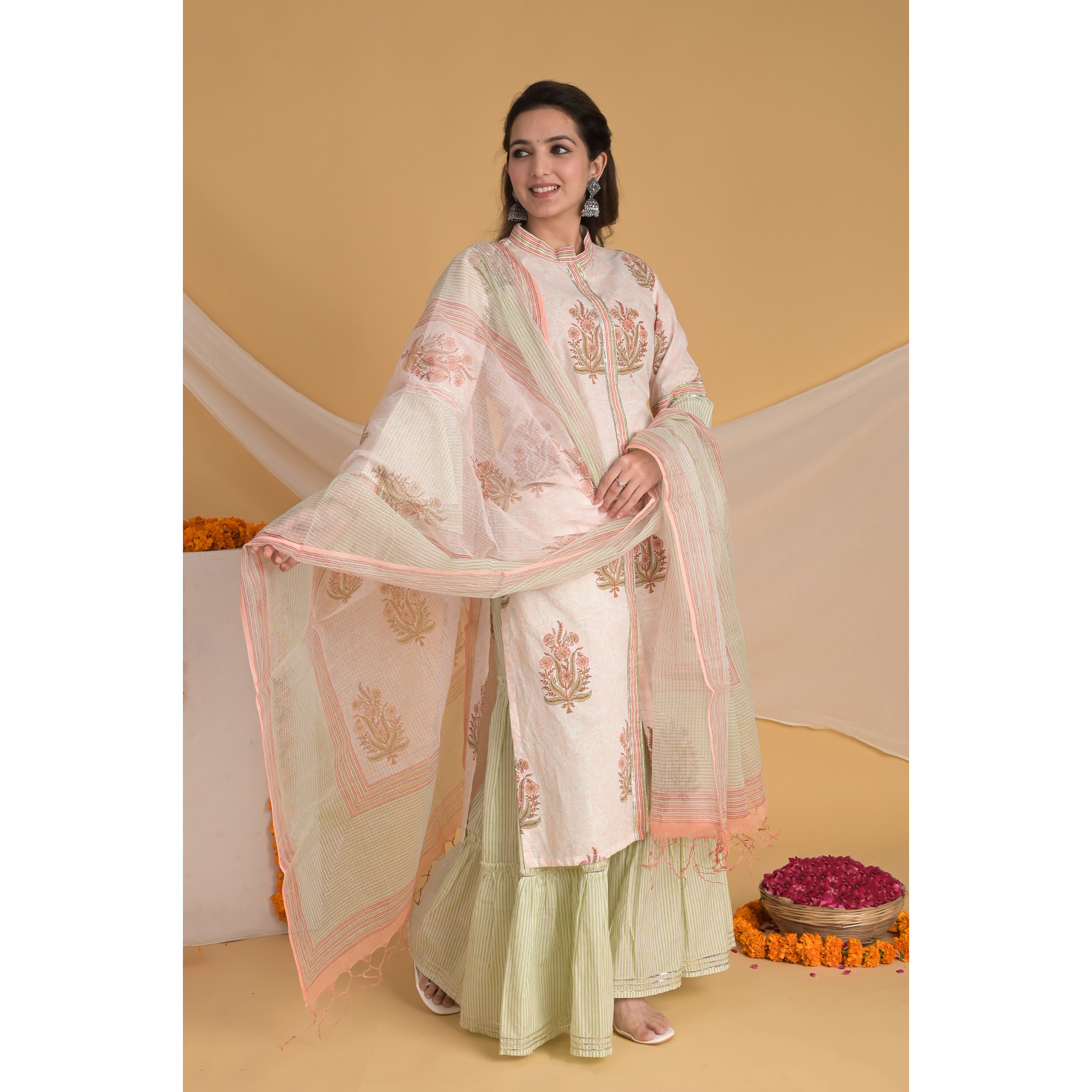 Peach Elegance - Indian Traditional Kurta Set