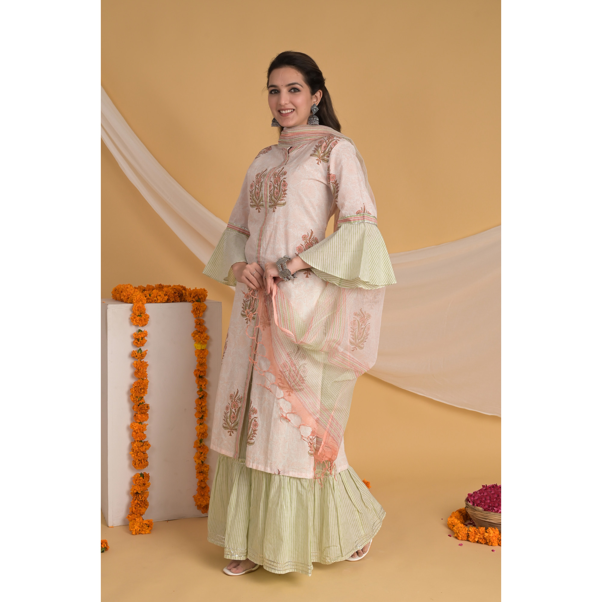 Peach Elegance - Indian Traditional Kurta Set