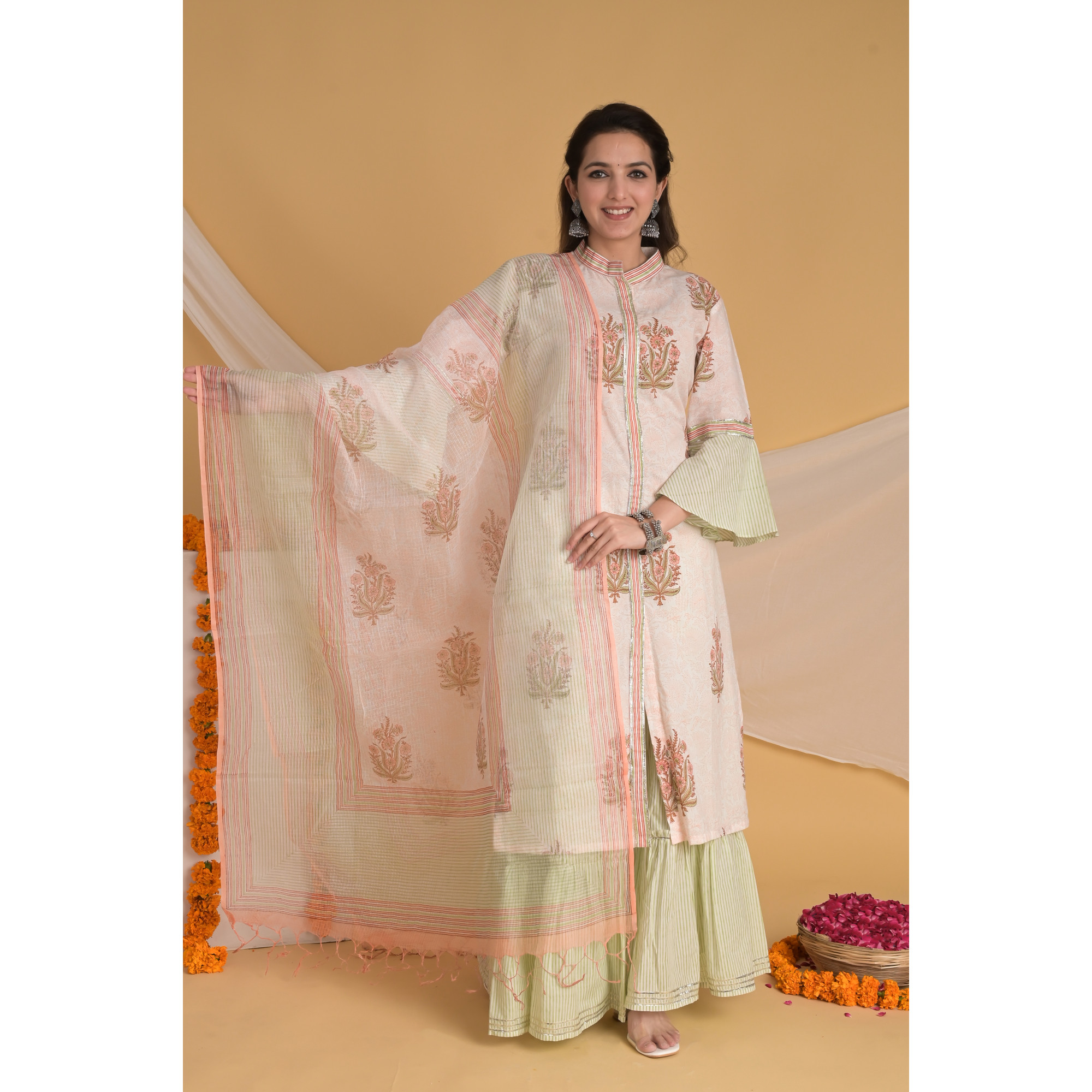 Peach Elegance - Indian Traditional Kurta Set