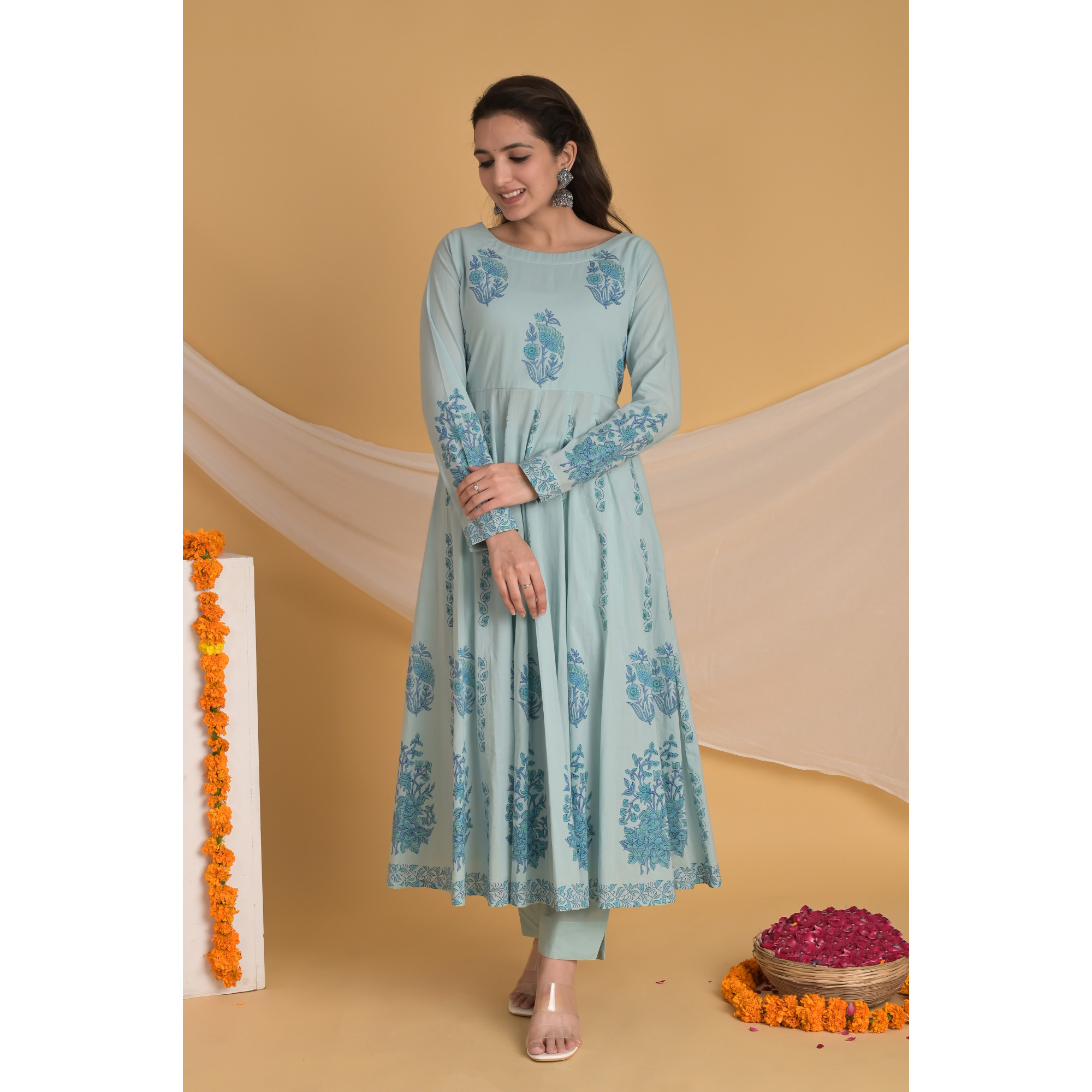 Floral Serenity - Indian Traditional Kurta Set