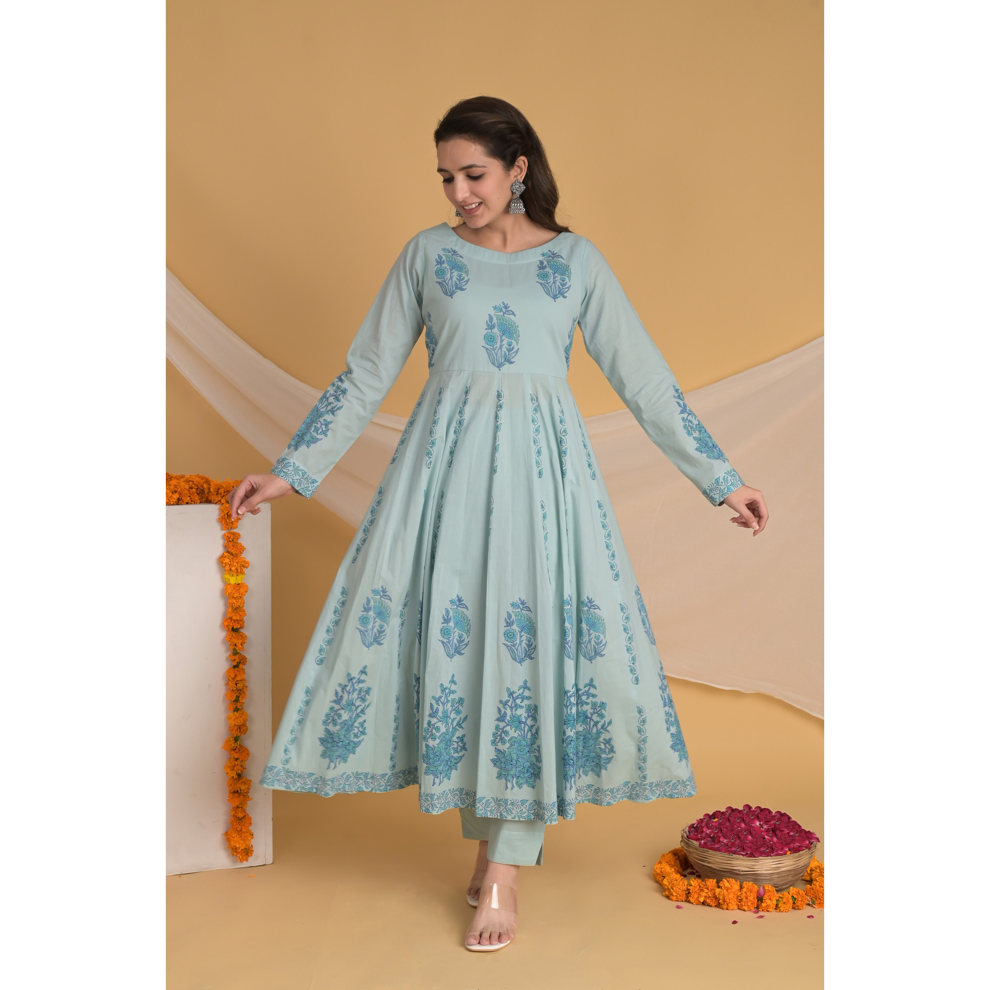 Floral Serenity - Indian Traditional Kurta Set