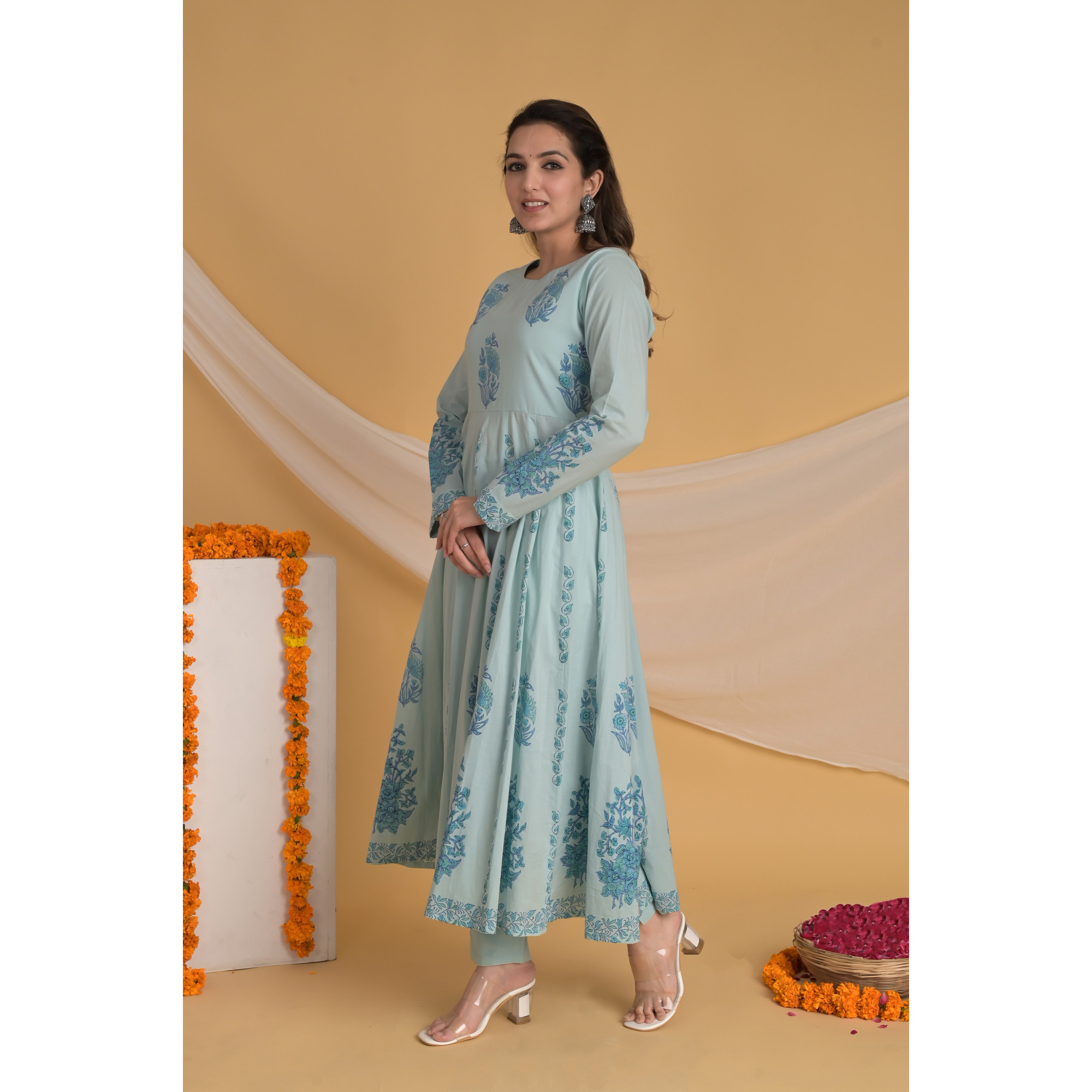 Floral Serenity - Indian Traditional Kurta Set