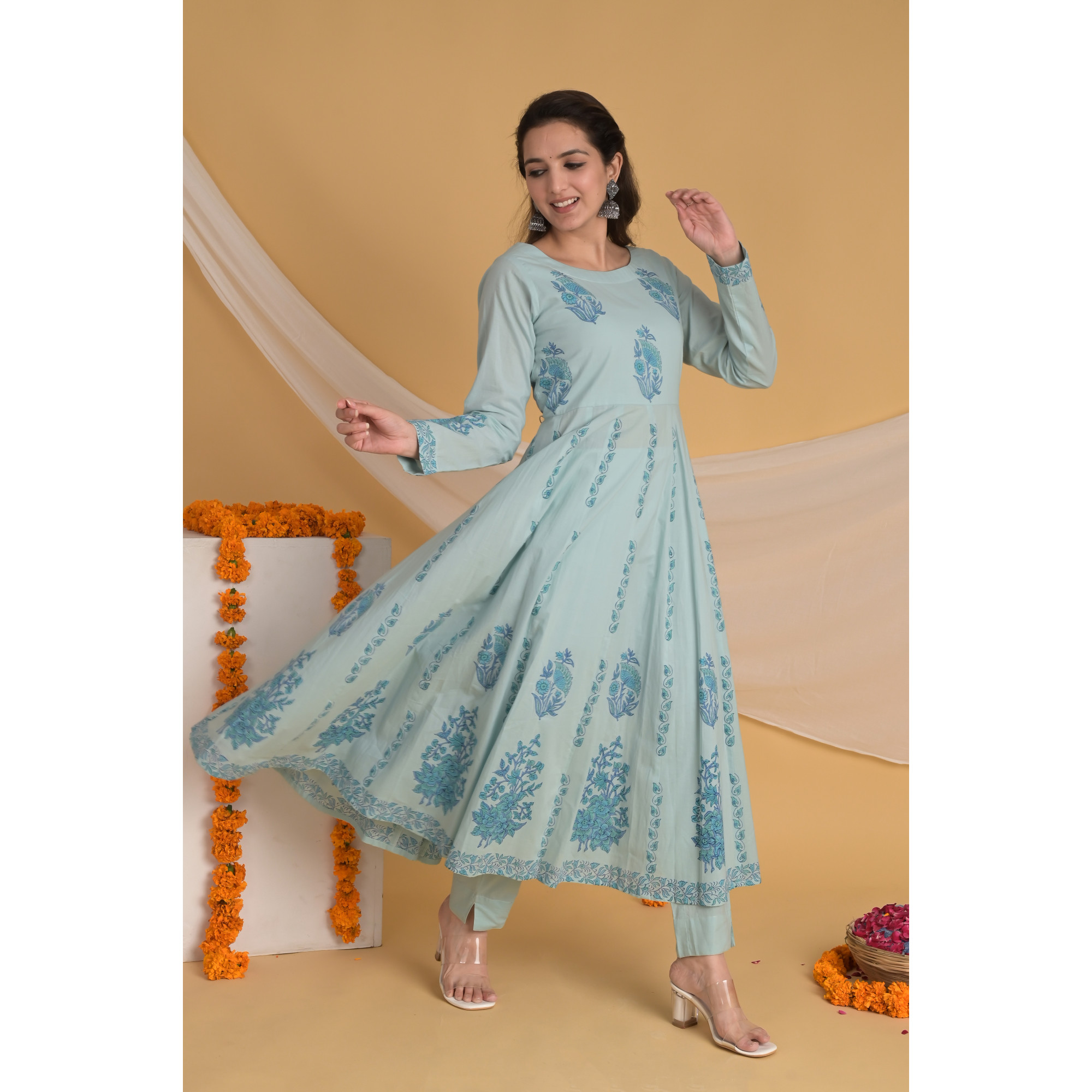 Floral Serenity - Indian Traditional Kurta Set