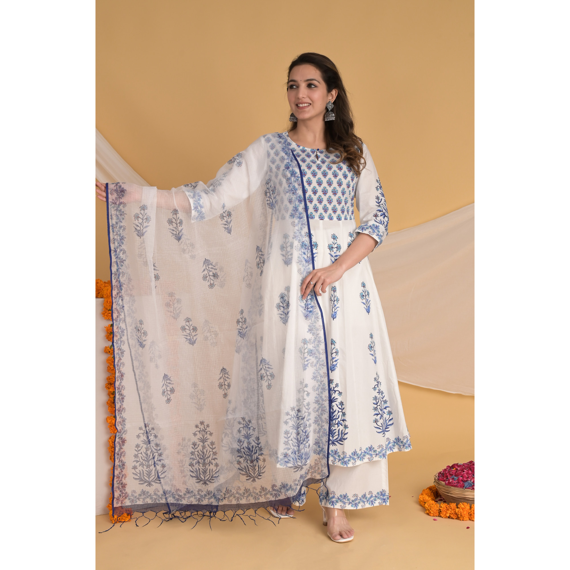 Blue Blossom - Indian Traditional Kurta Set