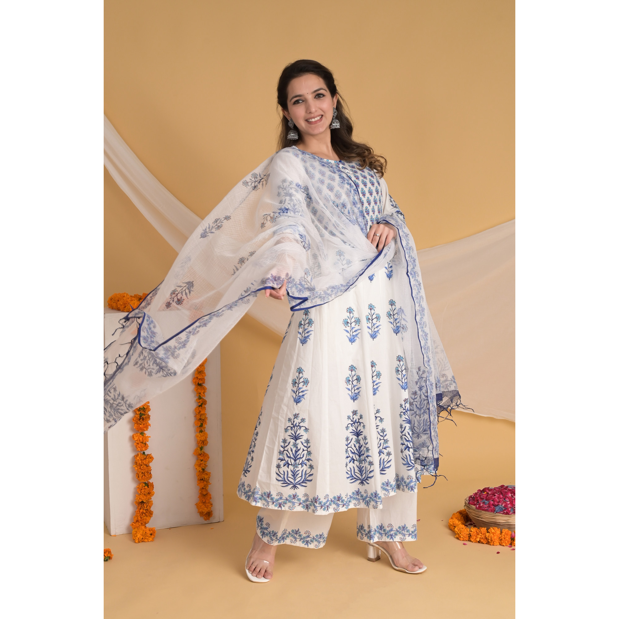 Blue Blossom - Indian Traditional Kurta Set