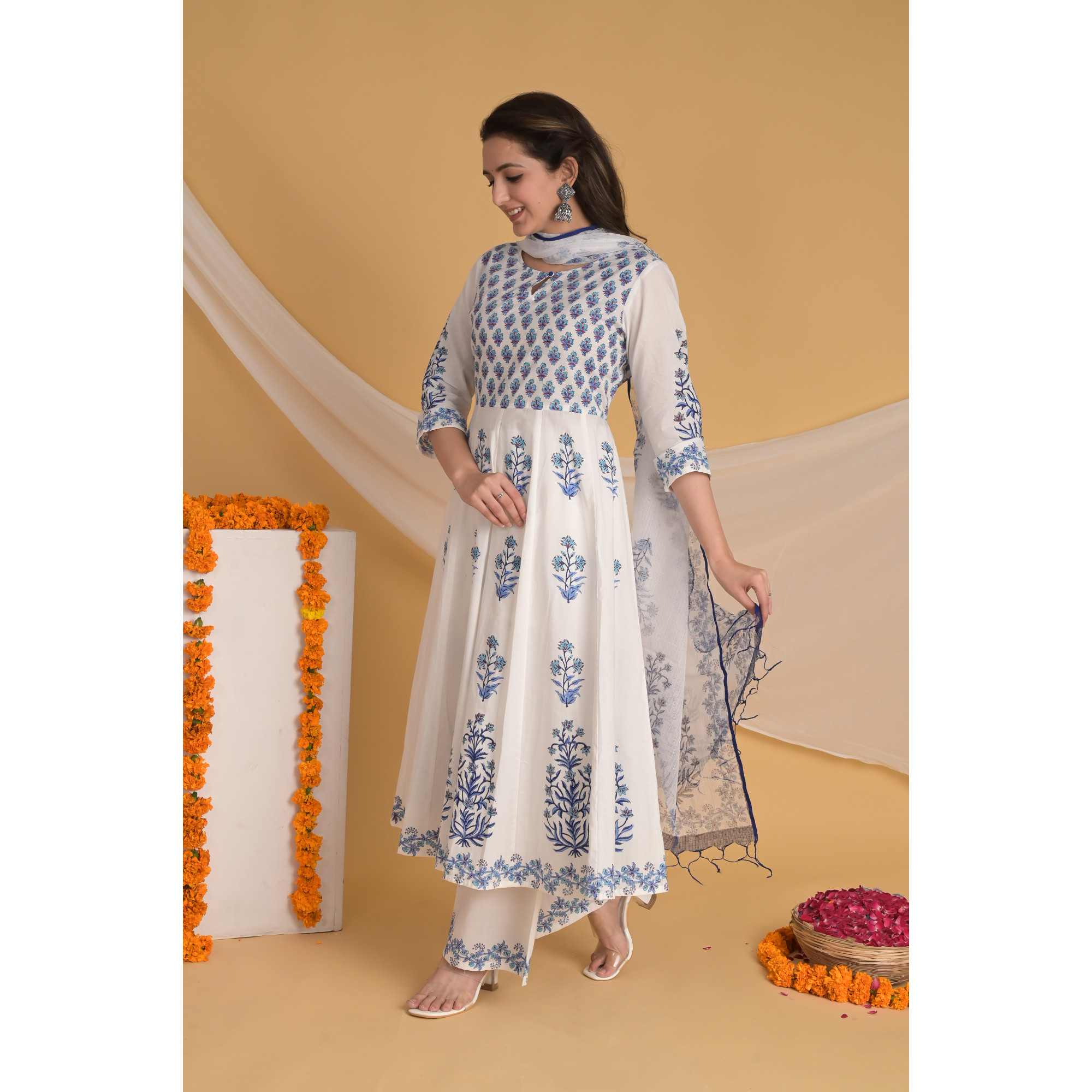 Blue Blossom - Indian Traditional Kurta Set