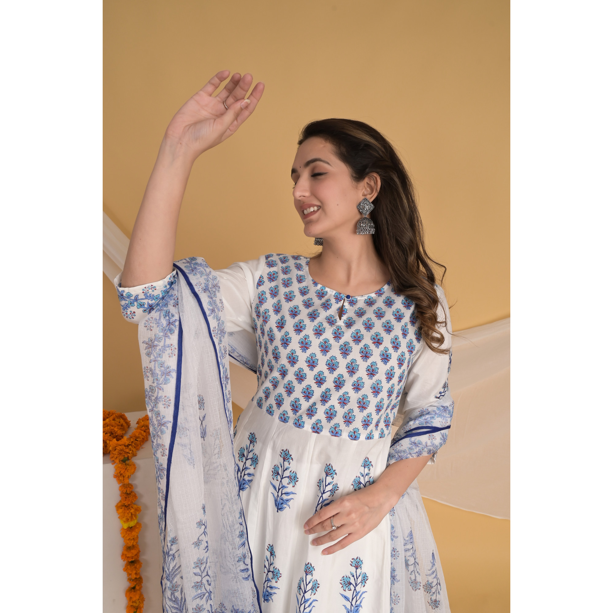 Blue Blossom - Indian Traditional Kurta Set