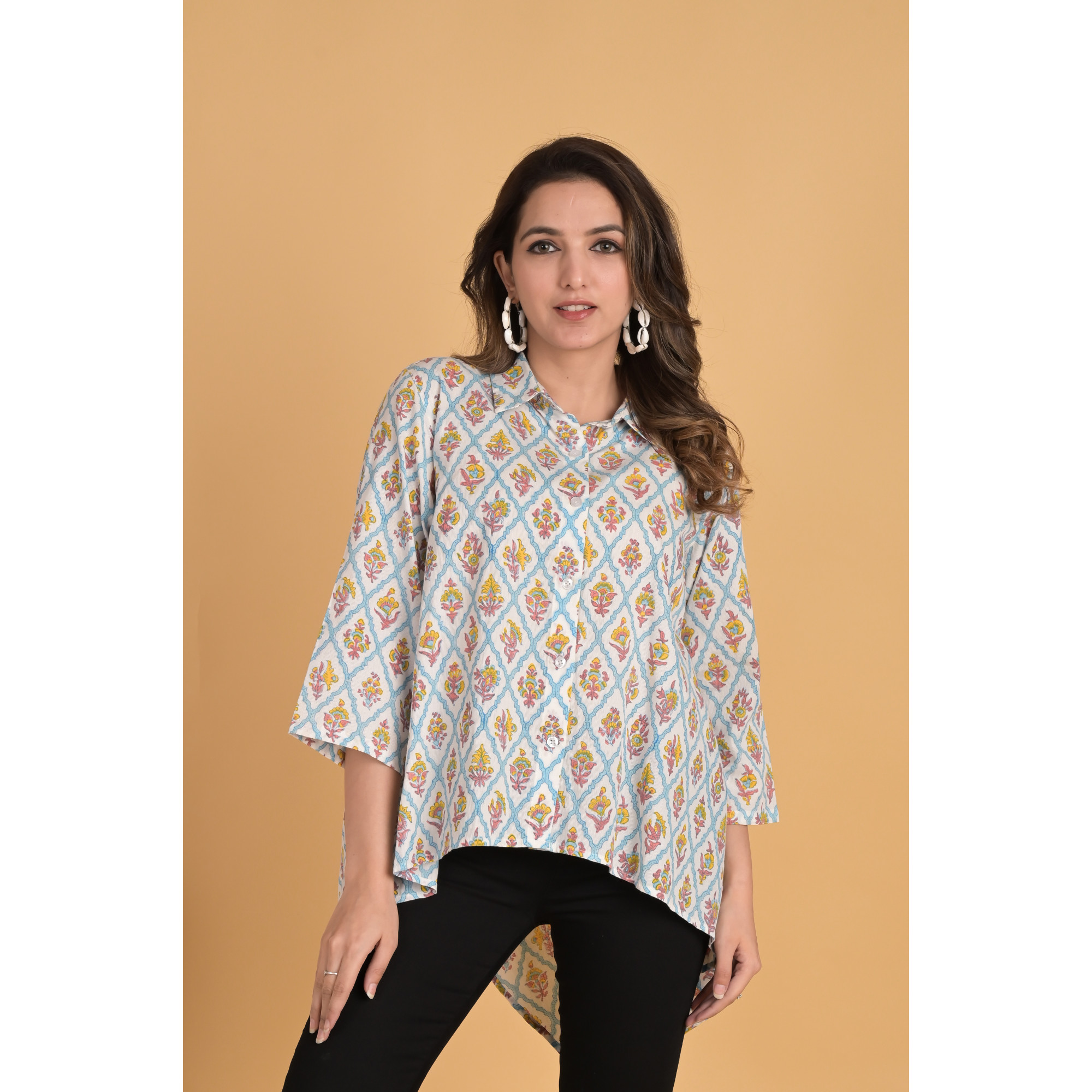 Melody High Low Floral Layer Shirt