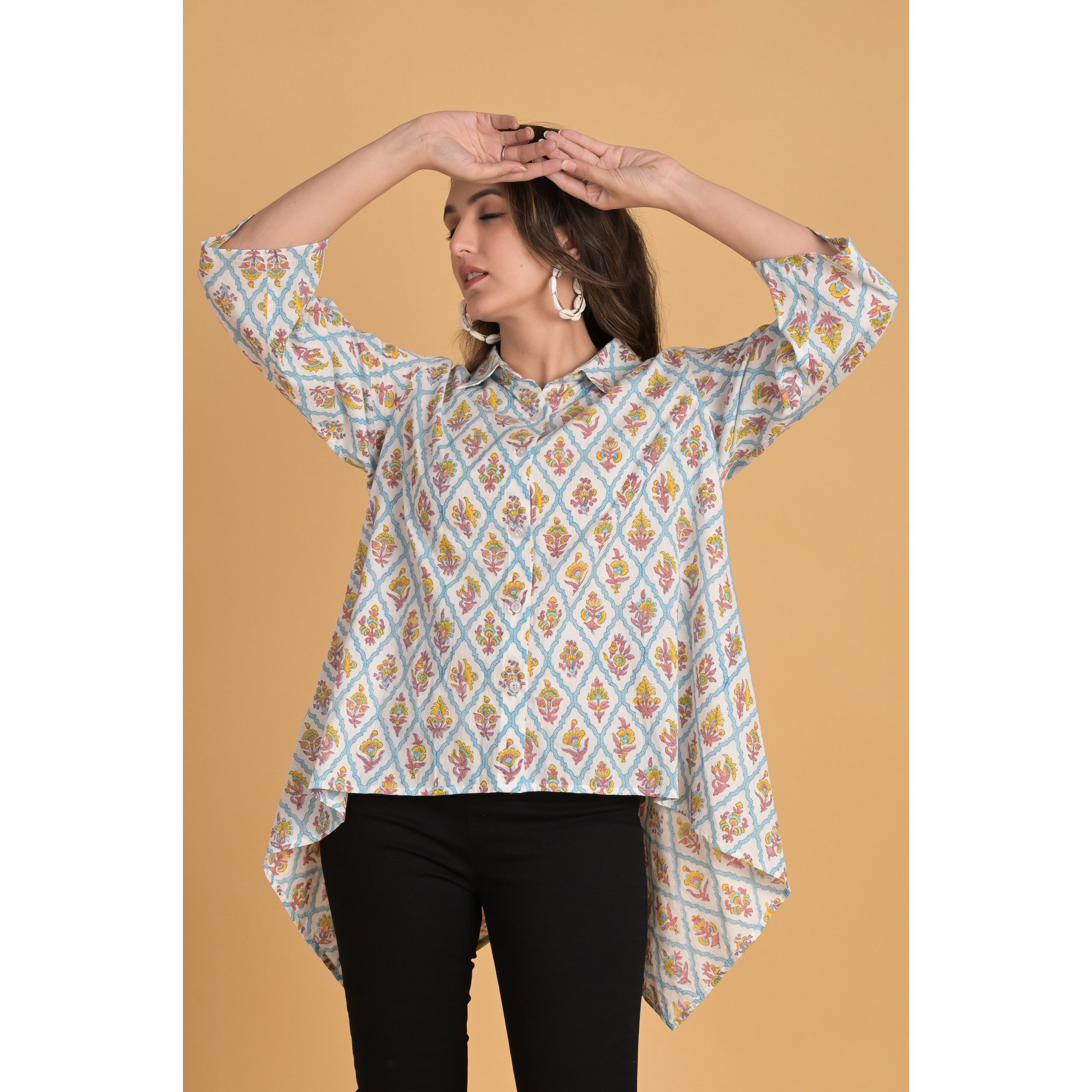 Melody High Low Floral Layer Shirt