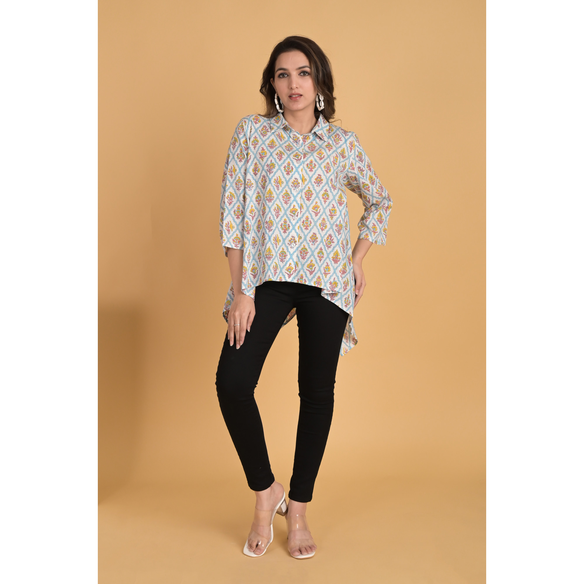 Melody High Low Floral Layer Shirt