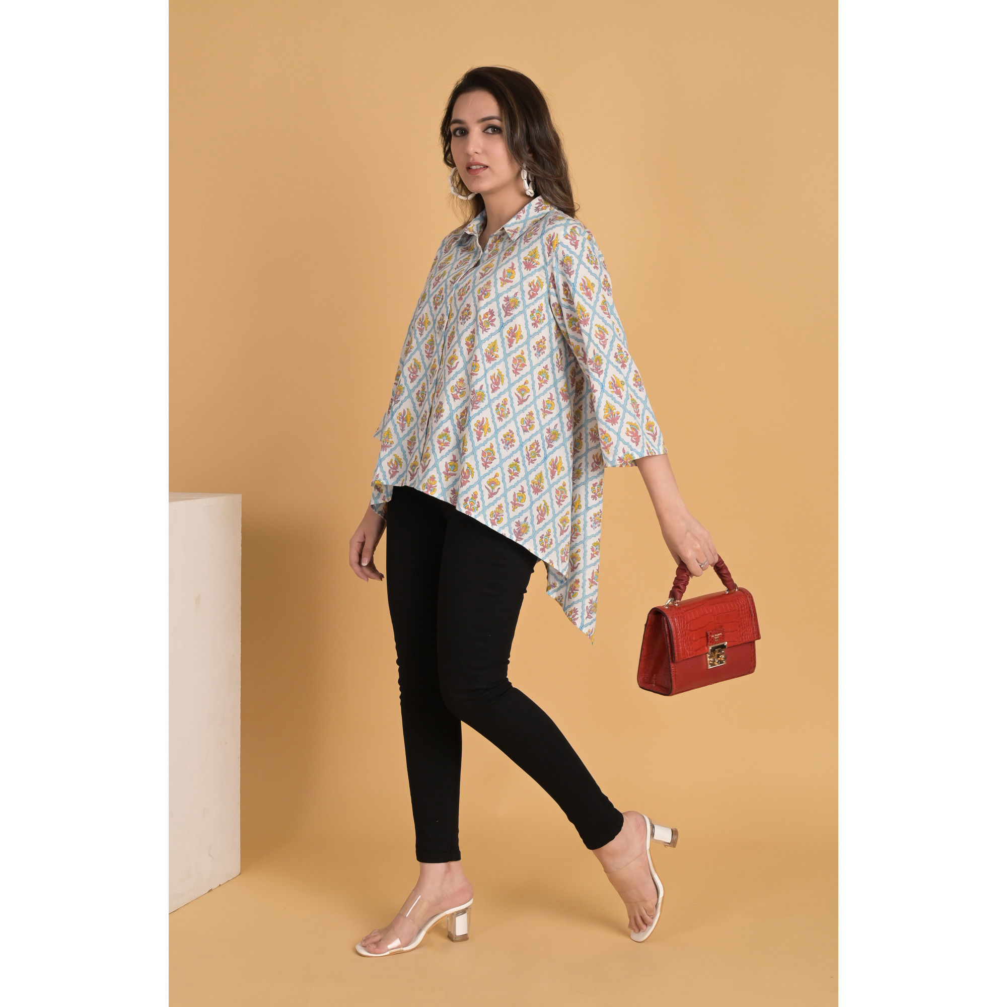 Melody High Low Floral Layer Shirt