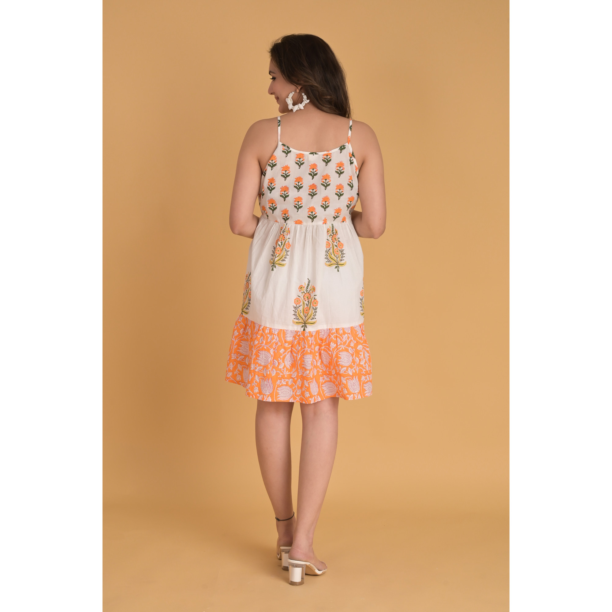 Tangerine Mini Flora Tiered Dress