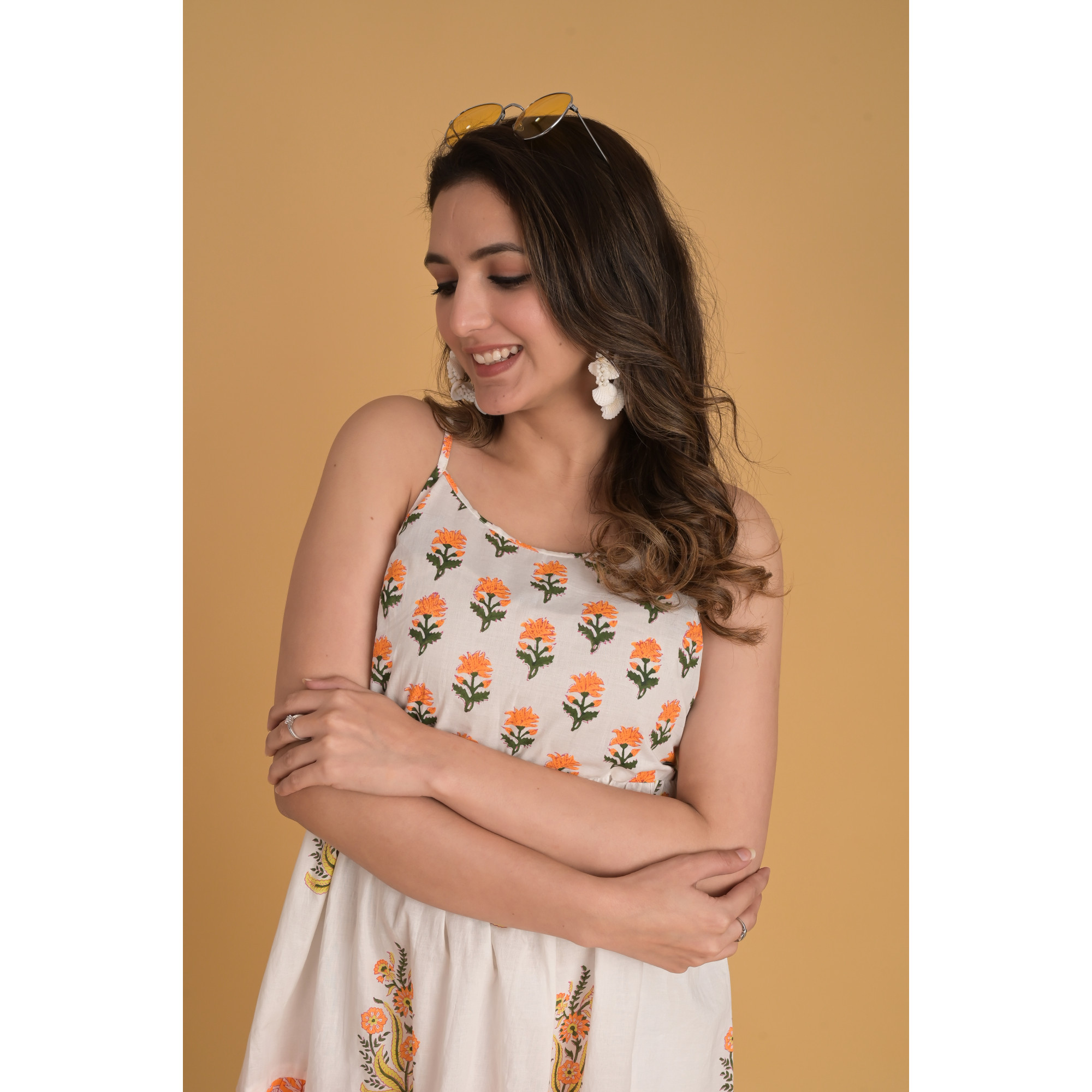 Tangerine Mini Flora Tiered Dress