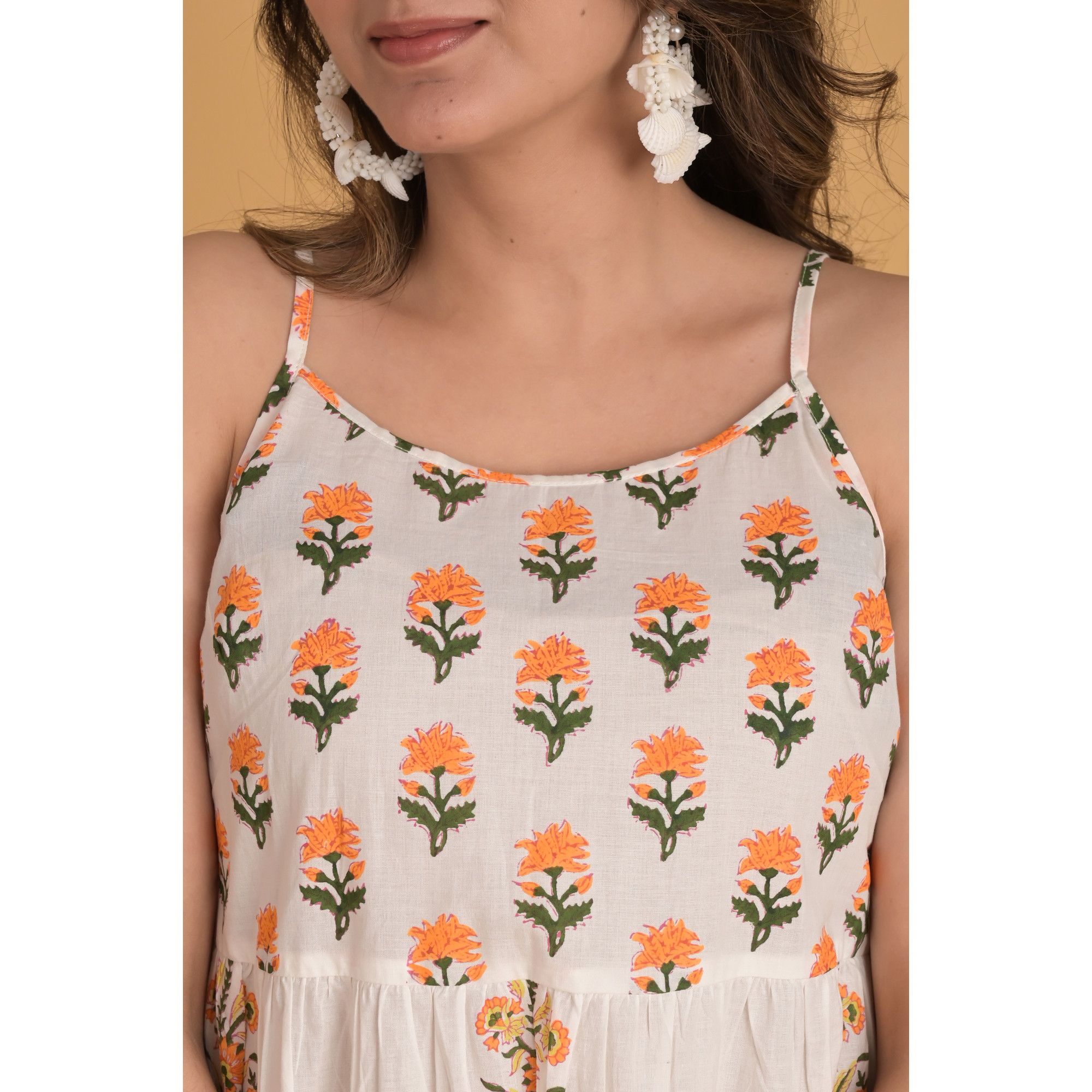 Tangerine Mini Flora Tiered Dress