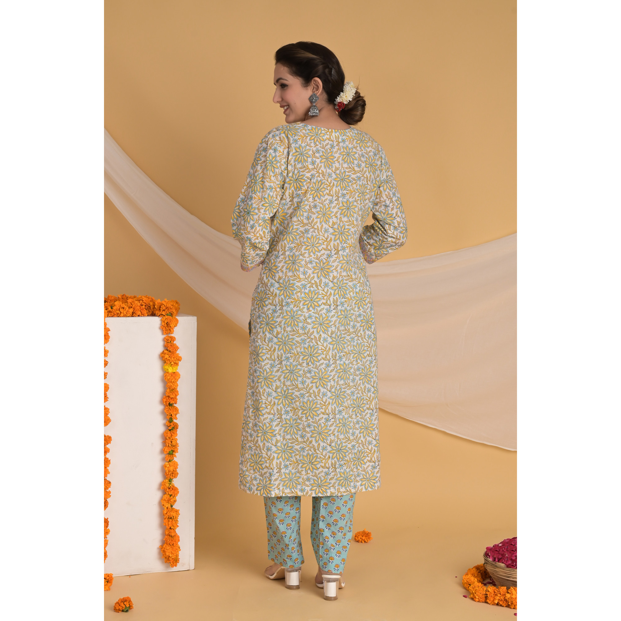 Skyline Symphony - Indian Traditional Straight Kurta Set