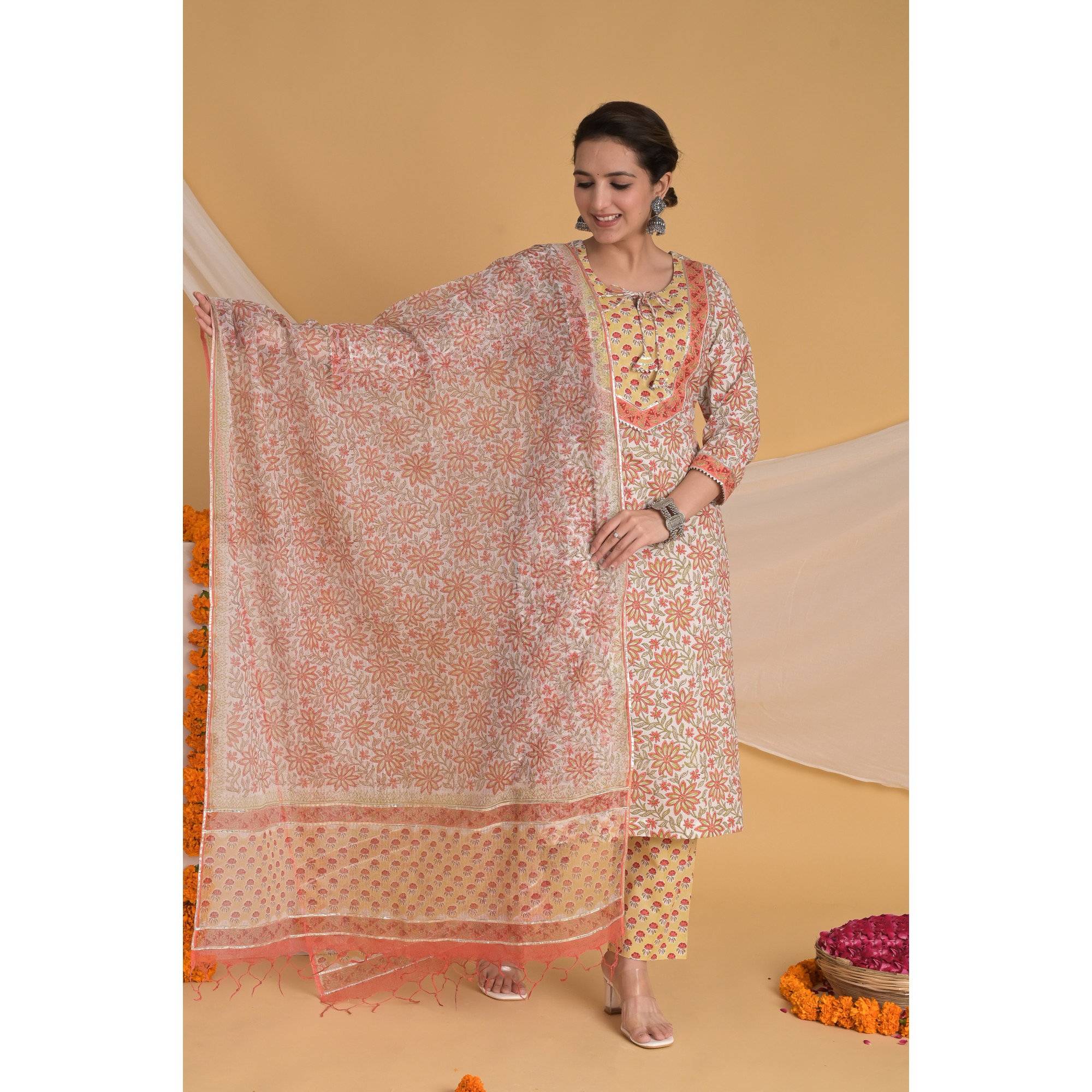 Sunset Symphony - Indian Traditional Straight Kurta Set