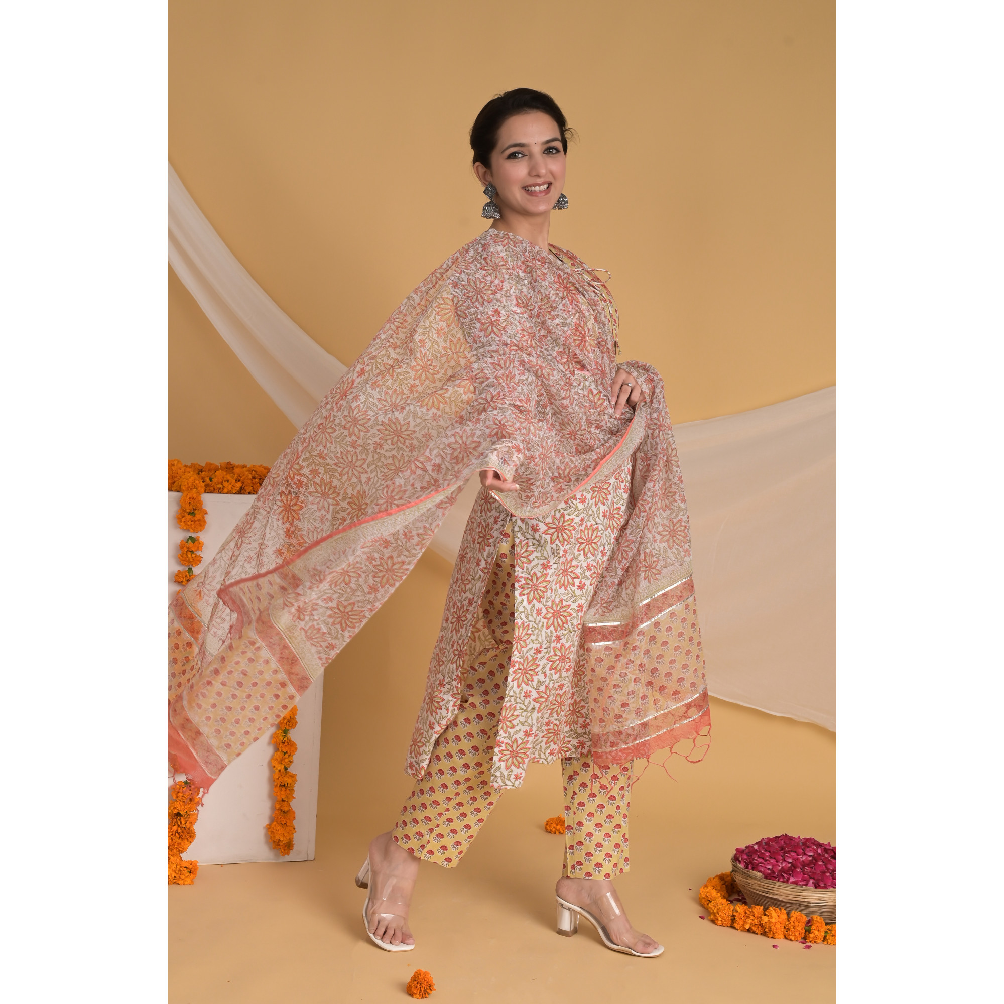 Sunset Symphony - Indian Traditional Straight Kurta Set