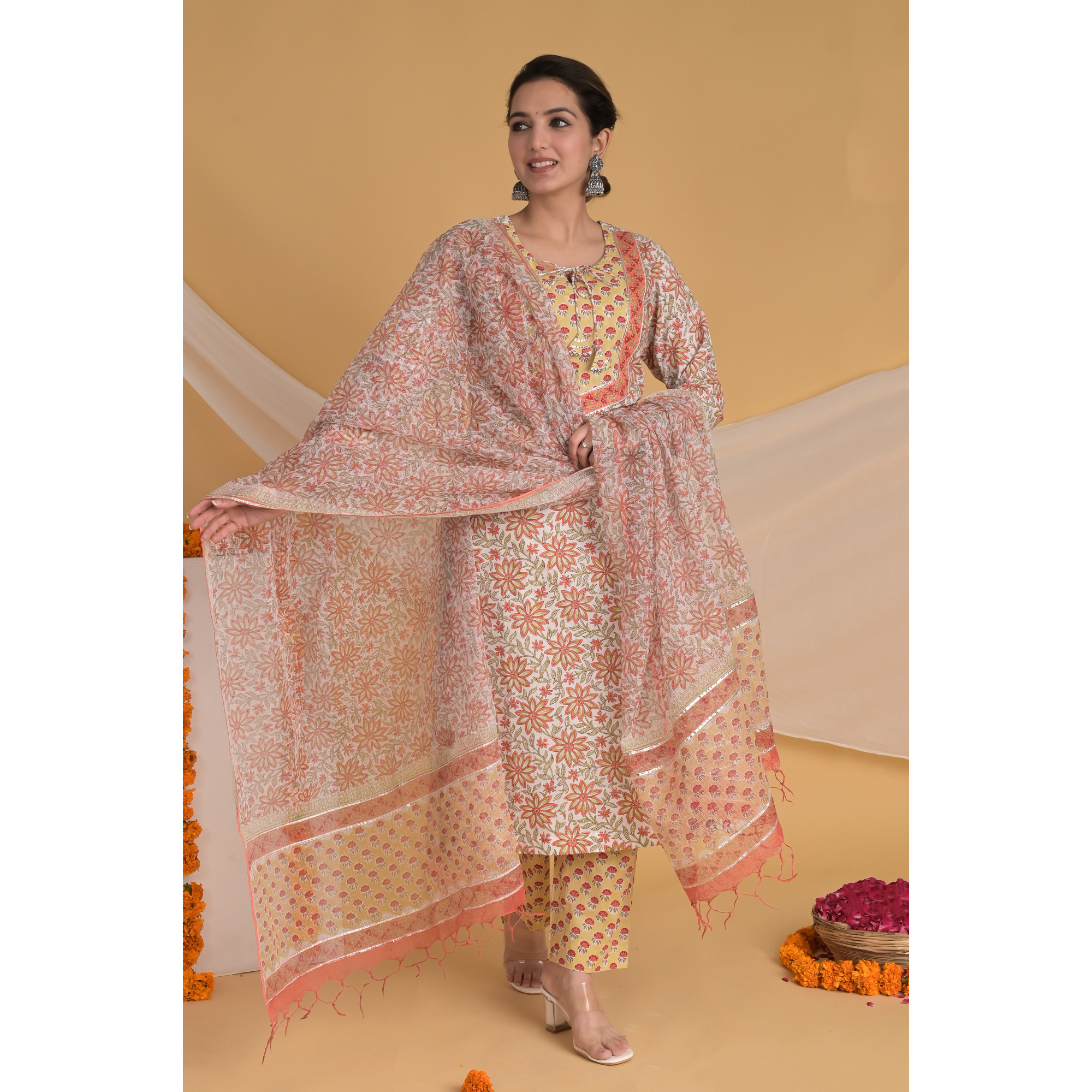 Sunset Symphony - Indian Traditional Straight Kurta Set